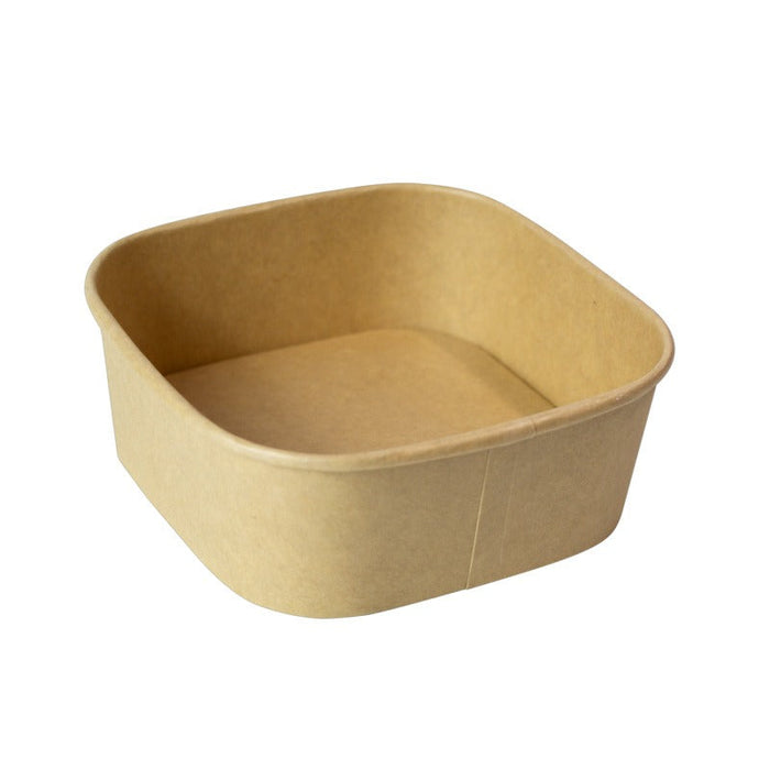 50pcs - 500ml 13x13x5cm - Saladier carré multi-usage en carton kraft recyclé sans couvercle