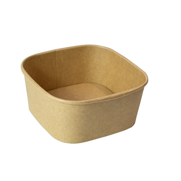 50pcs - 650ml 13x13x6,3cm - Saladier carré multi-usage en carton kraft recyclé sans couvercle