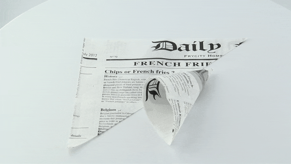 1000pcs - Cône papier ingraissable décor Journal - 360 ml - 25 cm x 18 cm x 18 cm