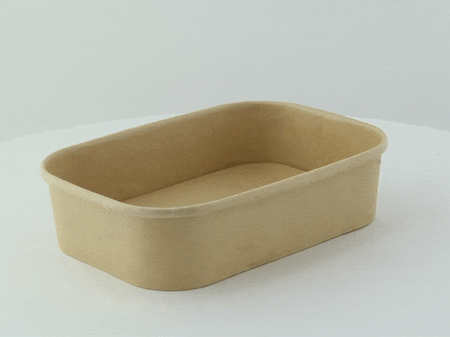 25pcs - Saladier rectangulaire en carton kraft laminé PP sans couvercle - 500 ml - 17 cm x 12 cm x 4,5 cm