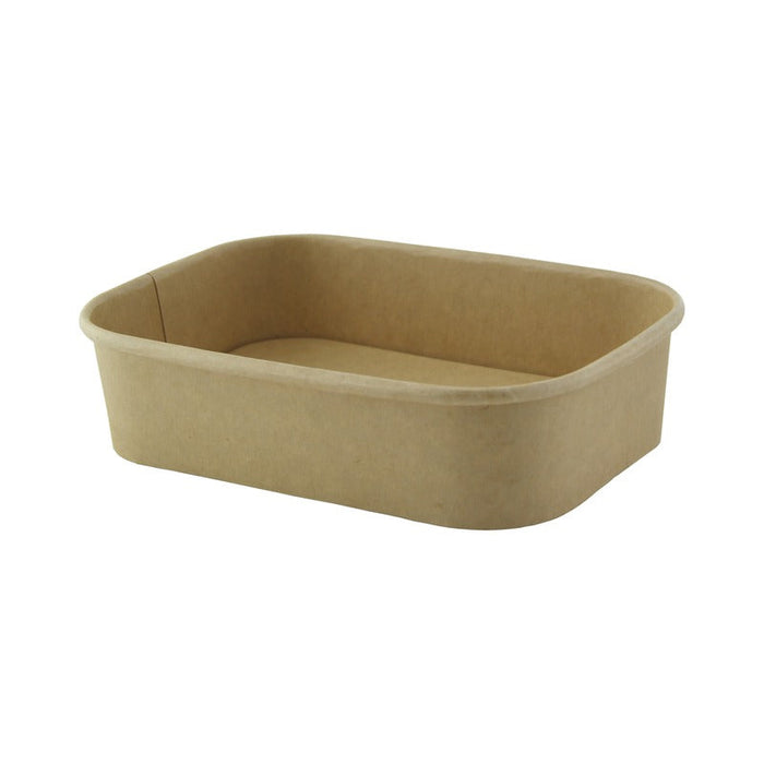 25pcs - Saladier rectangulaire en carton kraft laminé PP sans couvercle - 500 ml - 17 cm x 12 cm x 4,5 cm