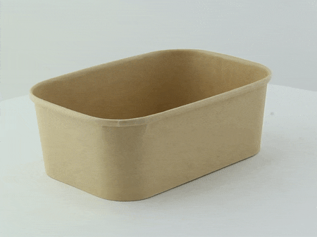 25pcs - Saladier rectangulaire en carton kraft laminé PP sans couvercle - 750 ml - 17 cm x 12 cm x 5,5 cm