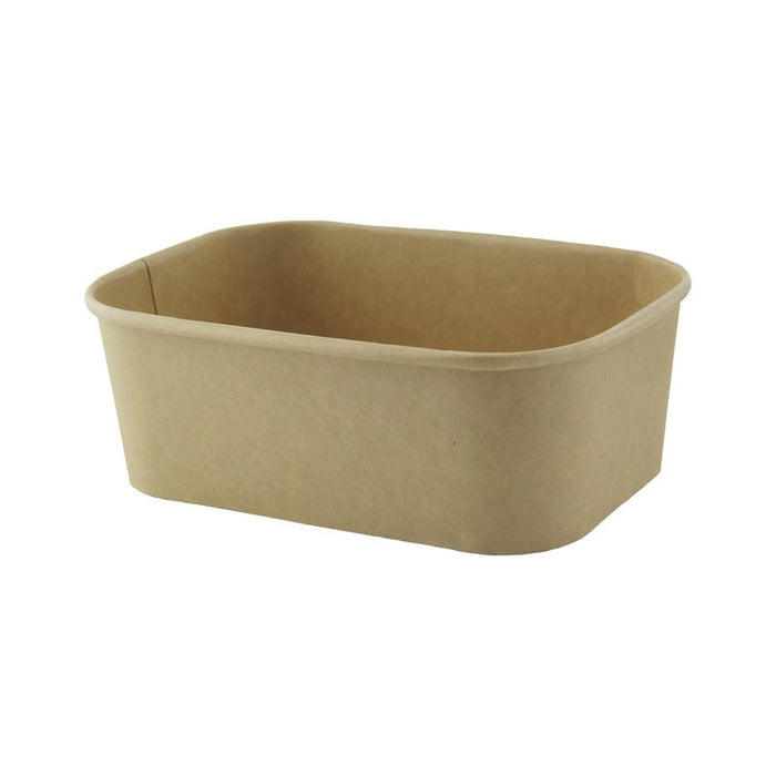 25pcs - Saladier rectangulaire en carton kraft laminé PP sans couvercle - 750 ml - 17 cm x 12 cm x 5,5 cm