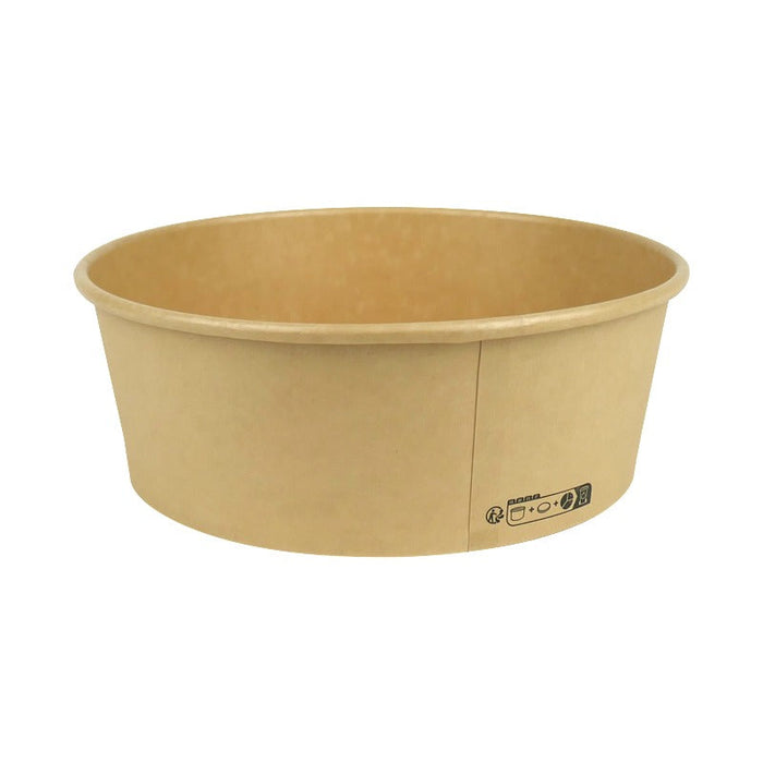 45pcs - Saladier rond "Buckaty" en carton fibre de bambou sans plastique - 1200 ml - Ø 18,5 cm - H 6,5 cm