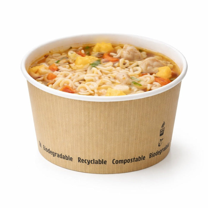 25pcs - Pot carton blanc chaud et froid avec revêtement PLA - 450 ml - Ø 11,4 cm - H 8 cm