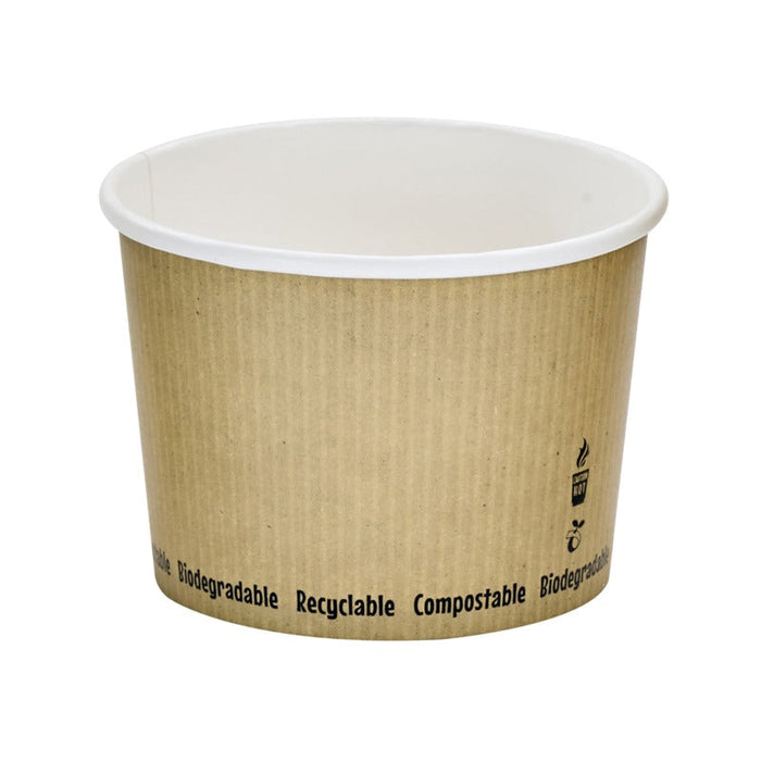 25pcs - Pot carton blanc chaud et froid avec revêtement PLA - 450 ml - Ø 11,4 cm - H 8 cm