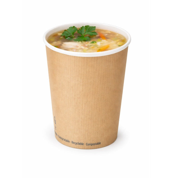 25pcs - Pot carton blanc chaud et froid avec revêtement PLA - 940 ml - Ø 11,4 cm - H 14,9 cm