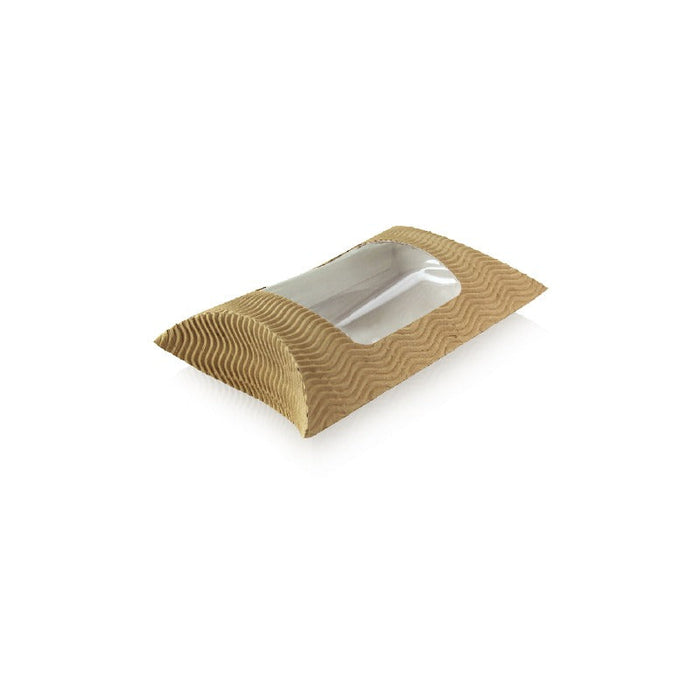 25pcs - Etui carton ondulé à fenêtre carré pour sandwich chaud - 14,5 cm x 15 cm x 5,5 cm