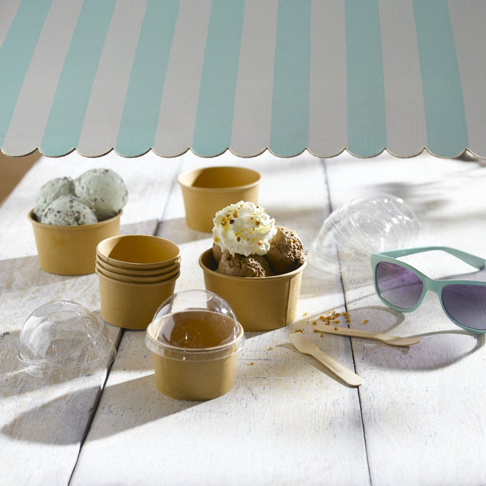 50pcs - Pot carton kraft brun chaud et froid - 86 ml - Ø 7,4 cm - H 3,8 cm