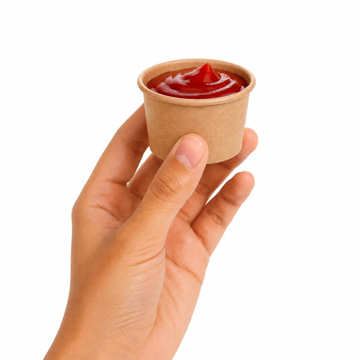 50pcs - Pot carton kraft brun chaud et froid sans plastique - 75 ml - Ø 6,1 cm - H 4 cm
