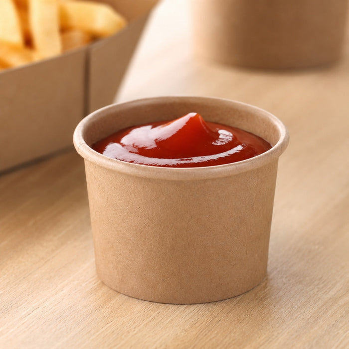 50pcs - Pot carton kraft brun chaud et froid sans plastique - 75 ml - Ø 6,1 cm - H 4 cm