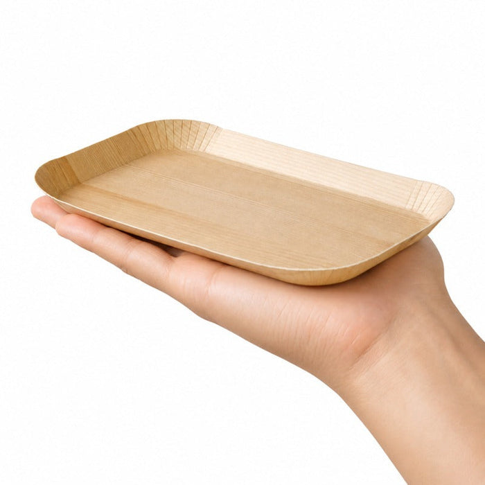 50pcs - Plateau carton décor bois clair laminé - 18,5 cm x 10,5 cm x 1,2 cm