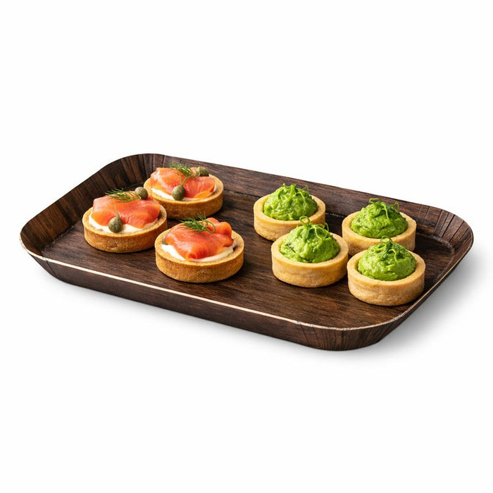 50pcs - 16,8x12,7x1,5cm - Plateau carton décor bois foncé laminé
