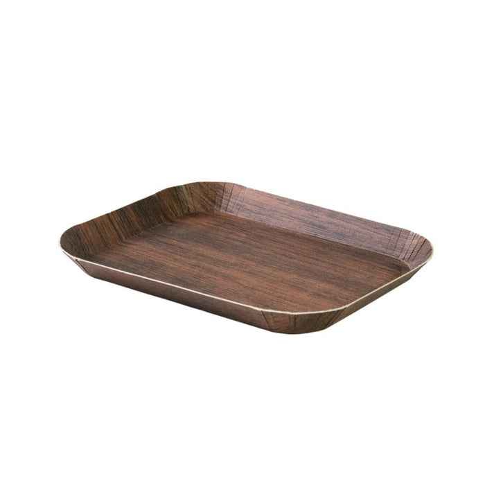 50pcs - 16,8x12,7x1,5cm - Plateau carton décor bois foncé laminé