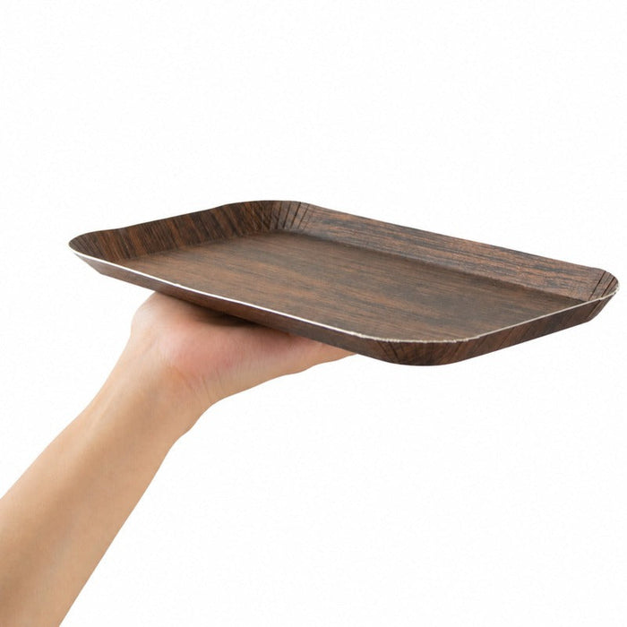 50pcs - Plateau carton décor bois foncé laminé - 26,5 cm x 13 cm x 1,4 cm