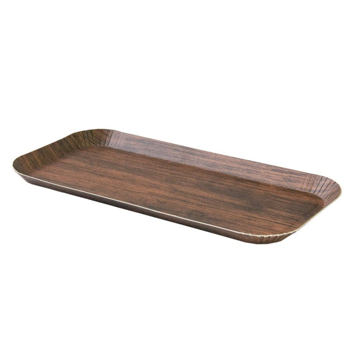 50pcs - Plateau carton décor bois foncé laminé - 26,5 cm x 13 cm x 1,4 cm