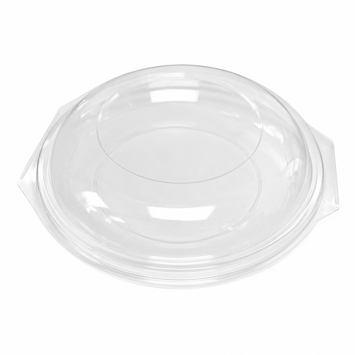 80pcs - 500ml Ø19,2cm H3cm - Saladier rond plat en PET transparent avec couvercle à charnière