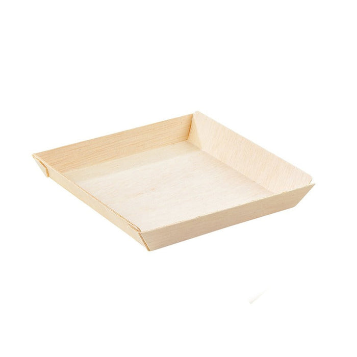100pcs - Barquette carrée en bois "Samouraï" - 13,2 cm x 13,1 cm x 1,9 cm