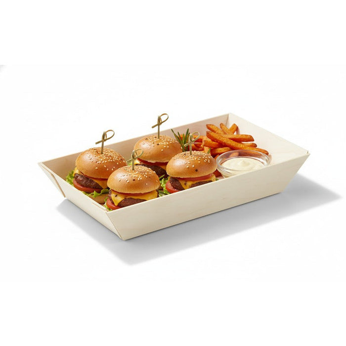 100pcs - Barquette rectangulaire en bois "Samouraï" - 15,5 cm x 8,5 cm x 2,8 cm