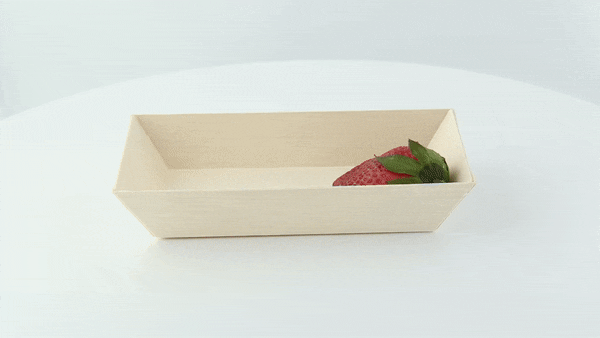 100pcs - Barquette rectangulaire en bois "Samouraï" - 15,5 cm x 8,5 cm x 2,8 cm