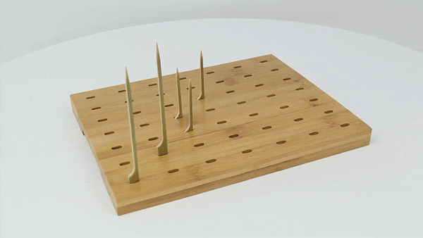 1pc - Support bambou rectangulaire pour 49 piques "Teppo Gushi" - 25 cm x 20 cm x 2,5 cm