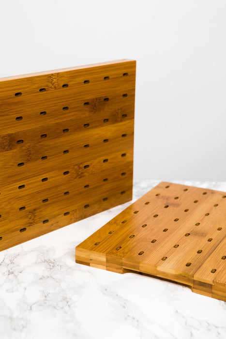 1pc - Support bambou rectangulaire pour 49 piques "Teppo Gushi" - 25 cm x 20 cm x 2,5 cm