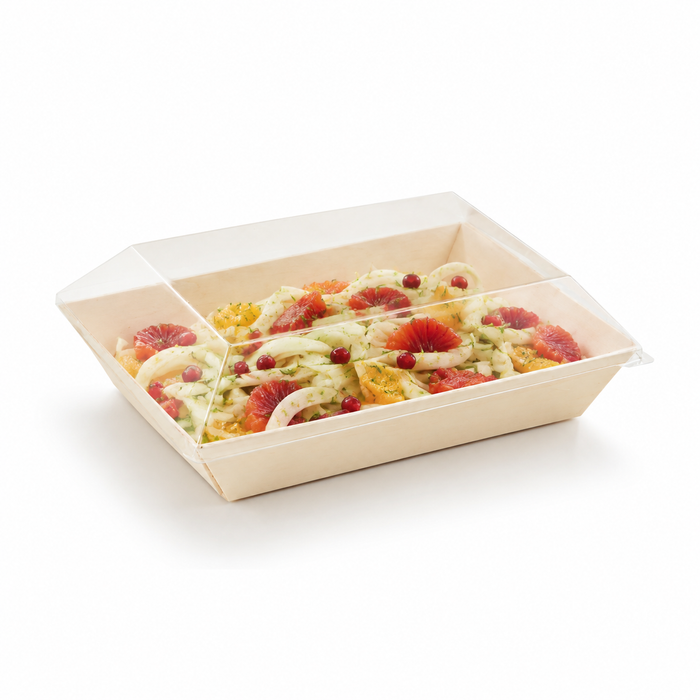 100pcs - Couvercle PET transparent "Samourai" - 18,2 cm x 13,1 cm x 2,4 cm - Compatible avec 210SAMBQ130