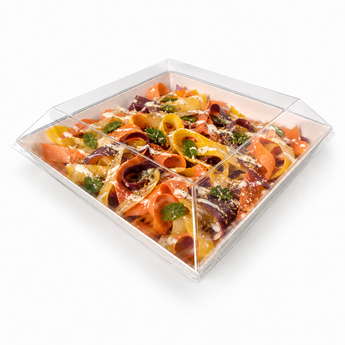 100pcs - 18x18x1,9cm - Couvercle PET transparent "Samourai" - Compatible avec 210SAMBQ170