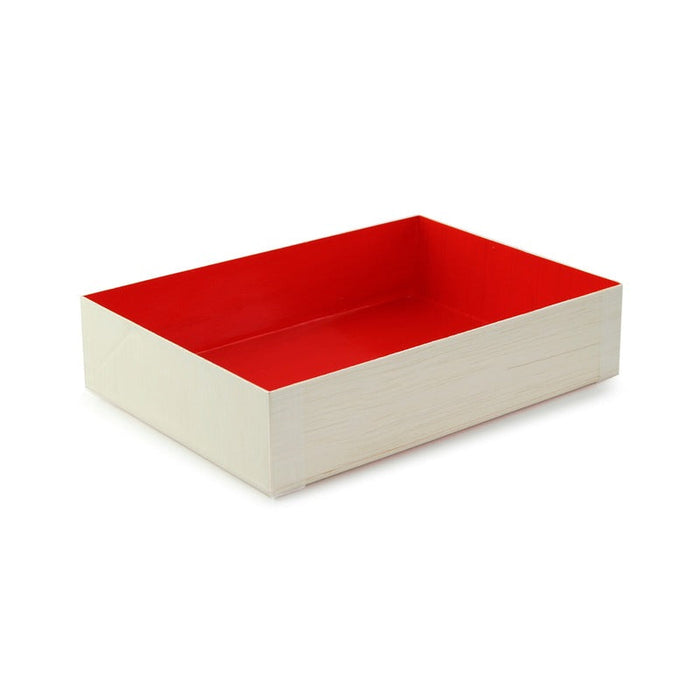 100pcs - Boîte bois pliante intérieur laqué rouge "Samouraï" - 16,5 cm x 12 cm x 3,6 cm