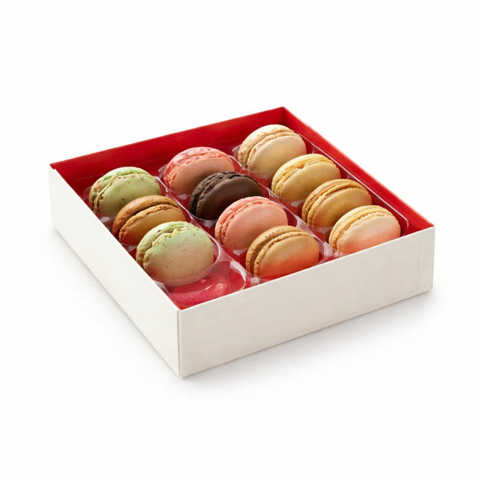 100pcs - Boîte bois pliante intérieur laqué rouge "Samouraï" - 16 cm x 16 cm x 3,6 cm