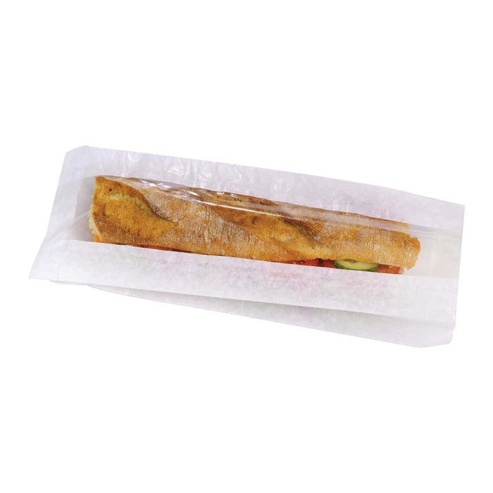 1000pcs - Sac sandwich papier blanc à fenêtre - 12 cm x 4 cm x 36 cm