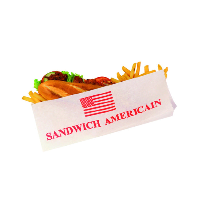 1000pcs - Sac papier blanc sandwich américain ouvert sur 2 côtés - 12 cm x 34 cm