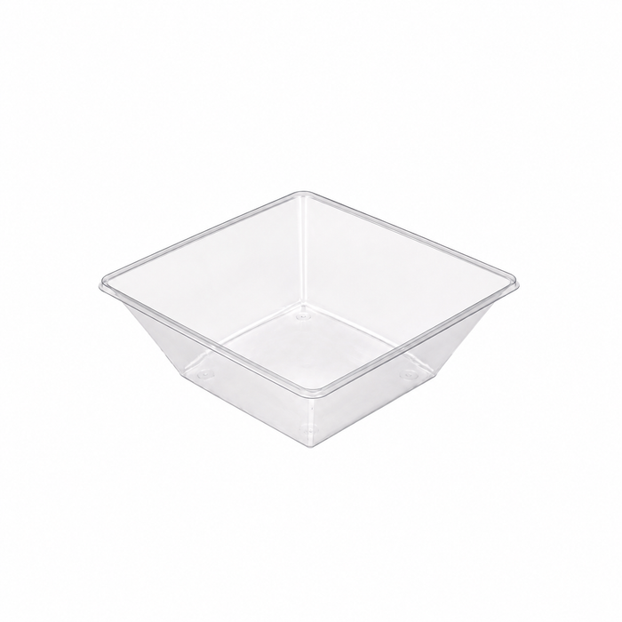 100pcs - 1000ml 19,5x19,5x7cm - Saladier carré "Pyramide" en PET transparent sans couvercle
