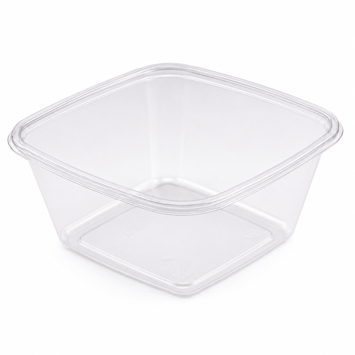 100pcs - Saladier carré "Pyramide" en PET transparent sans couvercle - 750 ml - 16 cm x 16 cm x 7 cm