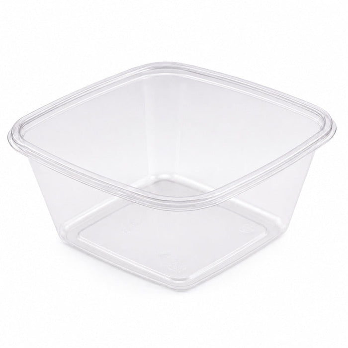 300pcs - Saladier carré plat en PET transparent sans couvercle - 750 ml - 19 cm x 19 cm x 4,5 cm