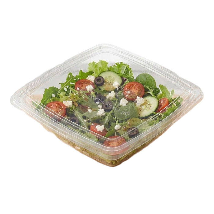 300pcs - Saladier carré plat en PET transparent sans couvercle - 750 ml - 19,5 cm x 19,5 cm x 4,6 cm