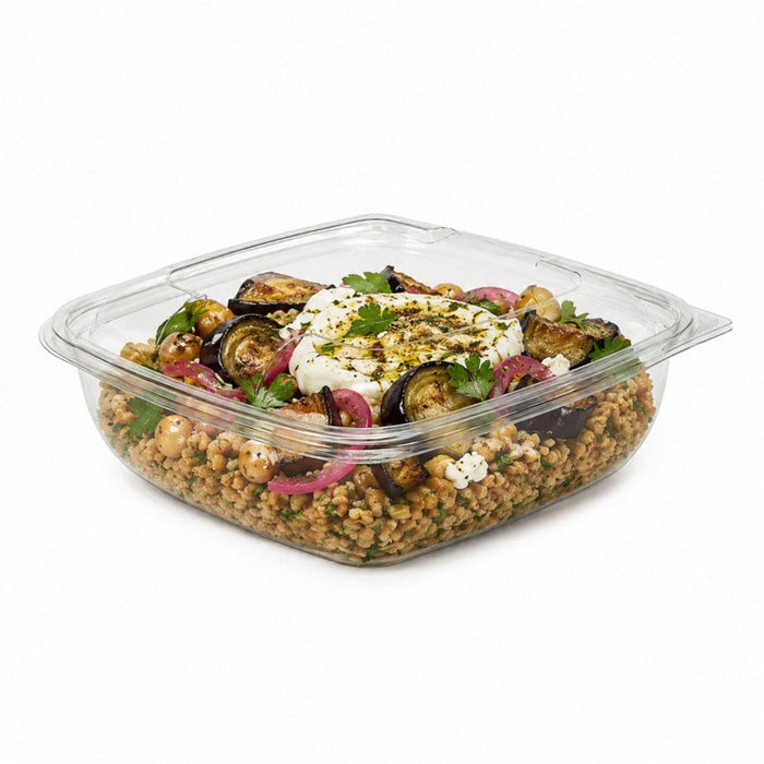 25pcs - Saladier carré en PET transparent avec couvercle dôme - 1000 ml - 19 cm x 19 cm x 7,5 cm