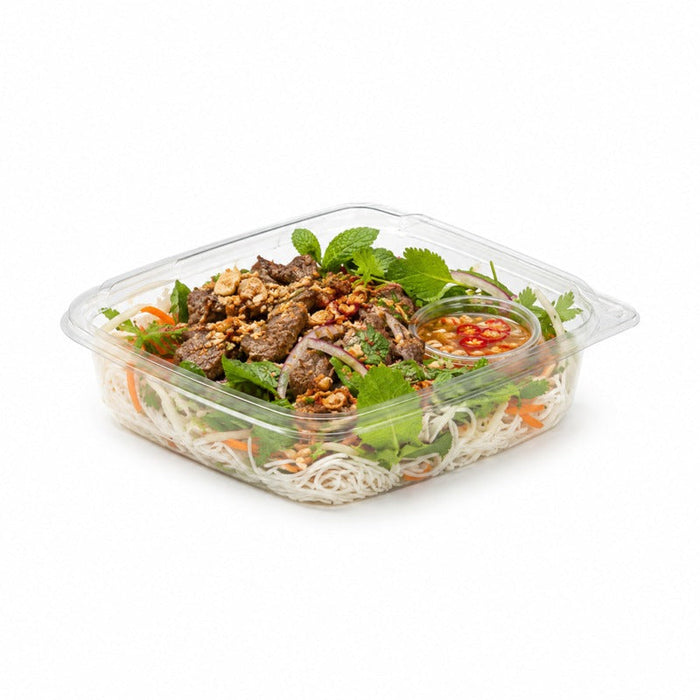 25pcs - Saladier carré en PET transparent avec couvercle dôme - 750 ml - 19 cm x 19 cm x 6,5 cm