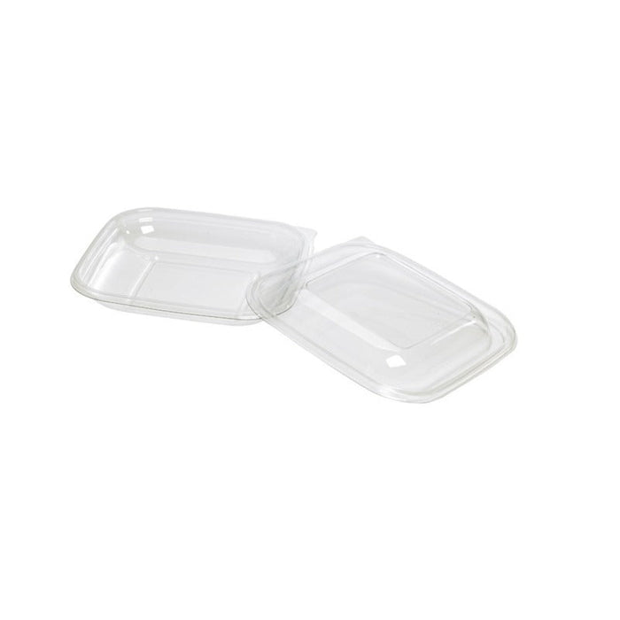 25pcs - Saladier carré plat en PET transparent avec couvercle - 500 ml - 19,5 cm x 19,5 cm x 3 cm