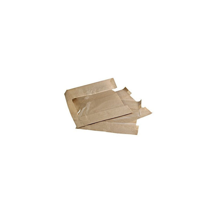 1000pcs - Sac à pain couronne papier kraft brun à fenêtre - 28 cm x 5 cm x 30 cm