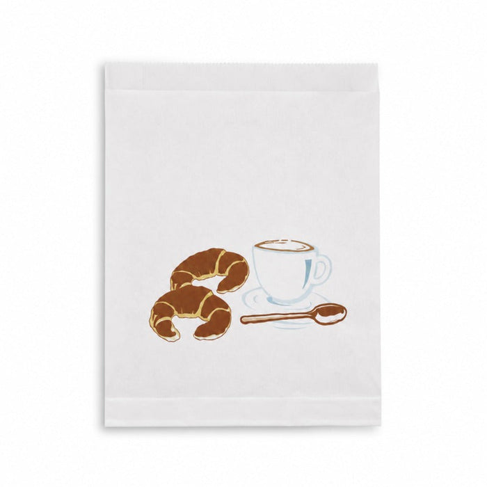 1000pcs - Sac papier tout usage blanc décor croissant - 18 cm x 8 cm x 28 cm