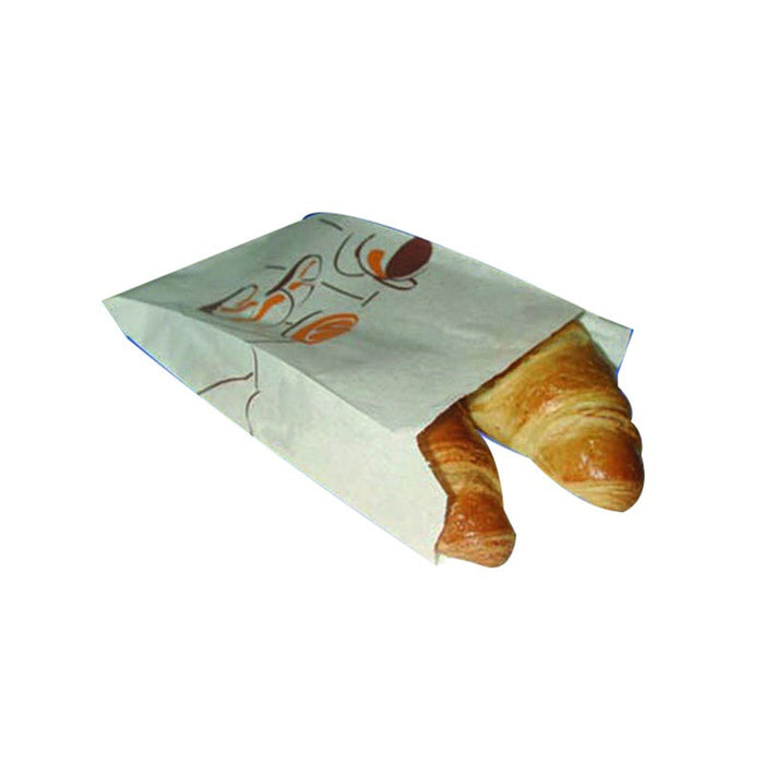 1000pcs - Sac papier tout usage blanc décor croissant - 12 cm x 5 cm x 16 cm