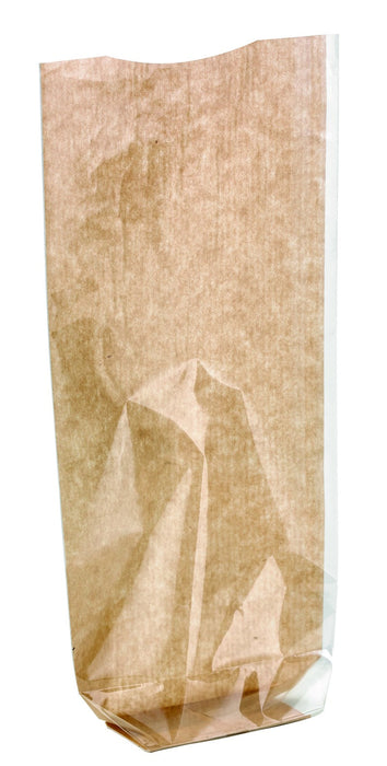 100pcs - Sac transparent fond cartonné kraft - 12 cm x 26 cm