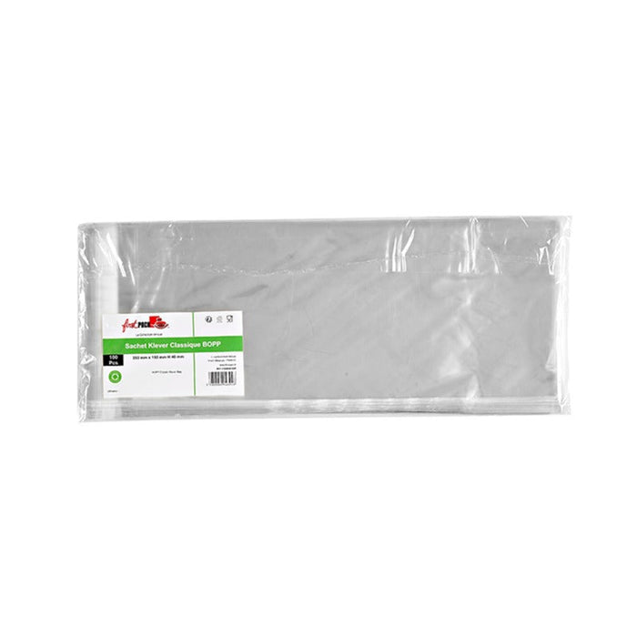 100pcs - Sachet Klever refermable BOPP - 35 cm x 15 cm
