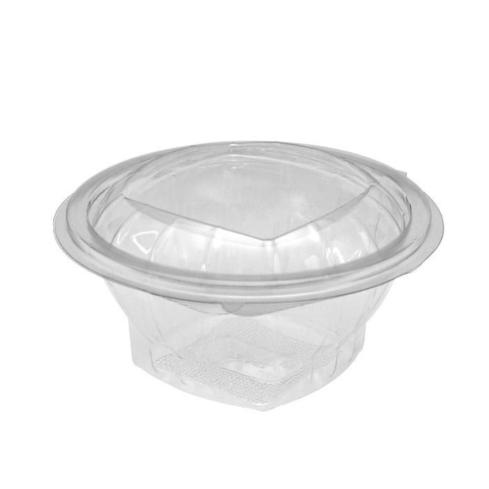 50pcs - Saladier rond en PET transparent avec couvercle à charnière - 375 ml - Ø 11,6 cm - H 5,4 cm