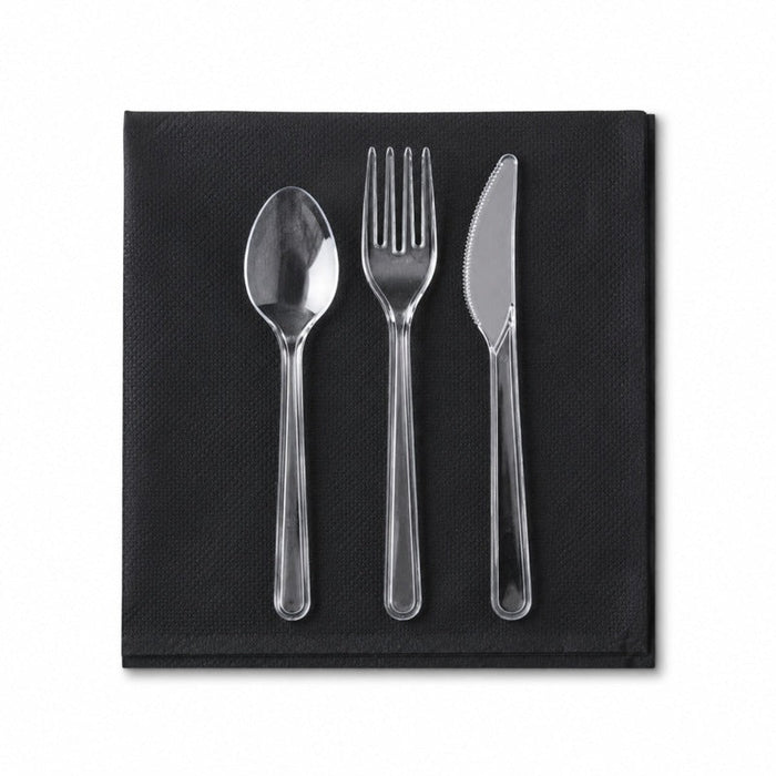150pcs - Serviette micro point noire 2 plis - 20 cm x 20 cm