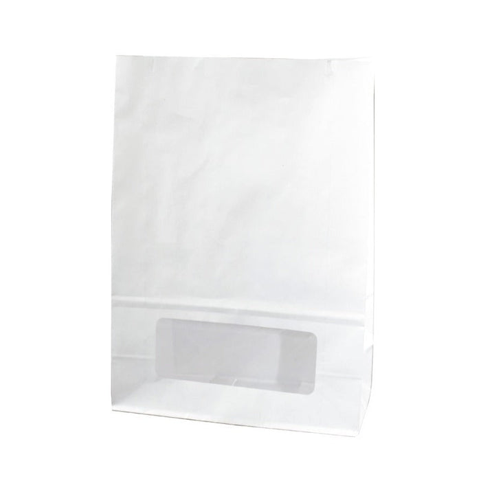 125pcs - Sac Bloomer papier blanc avec fenêtre PE - 15 cm x 7,5 cm x 22 cm