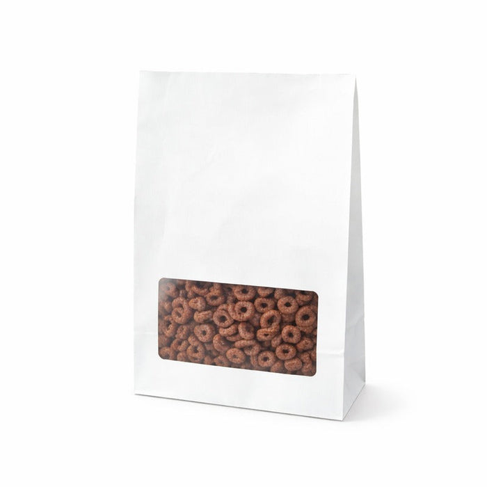 125pcs - Sac Bloomer papier blanc avec fenêtre - 15,7 cm x 8,5 cm x 22 cm