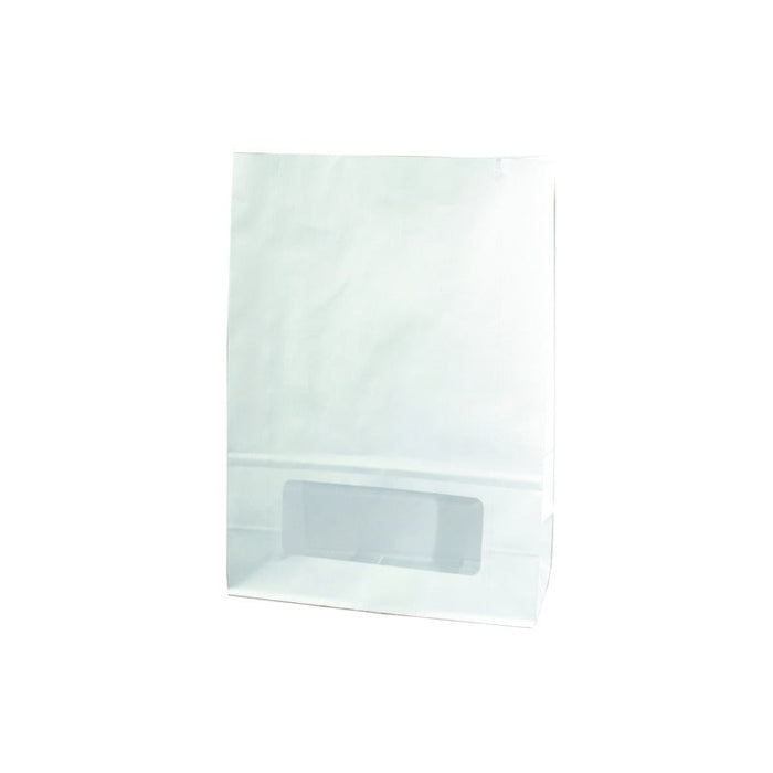 125pcs - Sac Bloomer papier blanc avec fenêtre - 15,7 cm x 8,5 cm x 22 cm