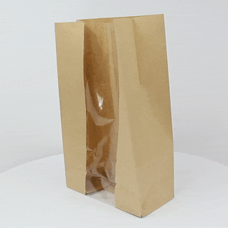 125pcs - Sac SOS papier kraft brun avec fenêtre - 22,5 cm x 12 cm x 37,5 cm